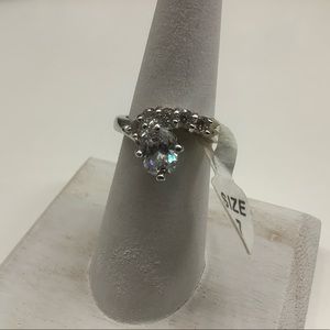 CZ Ring Rhodium Plated